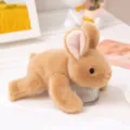 Cute brown bunny plush toy, soft stuffed animal doll, desktop companion gift for kids and friends. - Rabbit