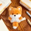 Cute plush animal keychain with floral apron, soft toy pendant for bag decoration. - 30.00g / Fox
