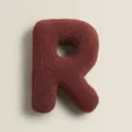 Brown Teddy Fleece Letter R Pillow, Decorative Soft Plush Alphabet Cushion for Sofa. - Letter R