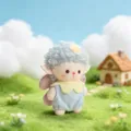 Cute fluffy curly hair plush doll pendant with wings and star decor, soft cute toy keychain. - Blue Spirit
