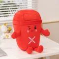 Lindo cojín de peluche de papelera roja, juguete suave creativo de reciclaje para decoración. - Papelera Peligrosa