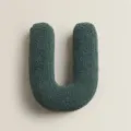 Dark green letter U sherpa pillow plush cushion soft home decor sofa toy ornament variant design. - Letter U