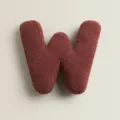 Cozy plush letter W pillow, soft textured decorative cushion for home sofa and bedroom. - Letter W