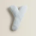 Light blue sherpa letter Y throw pillow, cozy fleece decorative cushion for sofa and home. - Letter Y