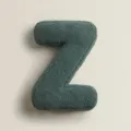Dark green letter Z plush pillow, soft fuzzy fleece throw cushion for home sofa decor and cozy gifts. - Letter Z