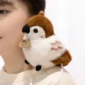 Magnetic shoulder sparrow plush toy cute bird slap bracelet fluffy animal doll accessory - Shoulder Sitting / Sparrow