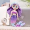 Plush mermaid doll cute stuffed toy purple hair sparkling tail girl birthday gift - Alisa / 38cm 0.12kg