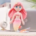 Pink Mermaid Plush Toy Cute Stuffed Doll with Colorful Gradient Tail for Kids Birthday Gift - Amy / 38cm 0.12kg