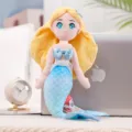Cute mermaid plush doll with blonde hair and blue tail stuffed toy variant for girl gift - Alice / 38cm 0.12kg