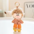Cute afro curly hair doll keychain, stylish plush toy pendant for bags, trendy cartoon accessory. - Arthur