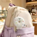 Cute fluffy donut plush keychain backpack pendant soft toy animal charm for bags keys decoration - 7cm 13g / Donut Seal