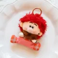 Red afro plush doll keychain cute fluffy hair freckled girl bag pendant key ring toy - Bobby Bean Bag