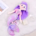 Plush mermaid princess doll with sparkling sequin tail and soft purple hair toy gift. - Purple Alisha