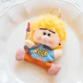 Plush Doll Keychain Curly Hair Yellow Rock Shirt Cute Bag Pendant Backpack Charm Toy Gift - Liam Bean Bag