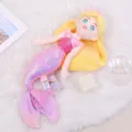 Mermaid plush toy for girls, sparkling sequin tail soft doll, cute birthday gift. - Yellow Pink Emily