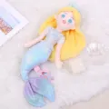 Mermaid plush doll sparkling sequin tail blonde hair stuffed toy birthday gift for girls - Yellow Blue Alice