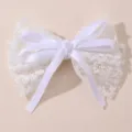 Detalle de pinza de pelo con lazo de encaje blanco, accesorio de hadas dulce para niñas y niños. - Blanco