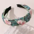 Chic embroidered floral headband for women, wide brim Chinese style hair hoop accessory. - Pink Green