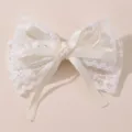 Wit kant haarstrik detail, schattige haarspeld voor meisjes en studenten, stijlvol accessoire. - Abrikoos