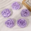 Paarse roos stof haarspeld set detail, elegante bloem zij haarklem voor dames fotografie. - Paars