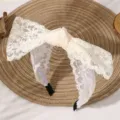 White lace bow headband for women, sweet hair accessory with wide brim and comfortable fit for daily wear. - Bow Style(SMH1572-A)