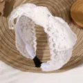 White lace bow headband for women, stylish wide hair hoop with sweet floral vintage design. - Contrast Bow Style(SMH1573-A)
