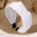 White lace knotted headband, elegant wide hair hoop accessory for women daily wear variant. - Contrast Knot Style(SMH1573-B)