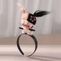 Cute funny plush doll hair hoop with pink black hair and star clip for women and girls daily wear. - Black-Pink Ugly Doll