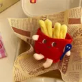 Cute plush french fries doll keychain winter hanging pendant bag charm gift accessory - Red Yellow