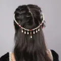 Elegante parel kwast voorhoofd ketting boho haaraccessoire retro kristal bruid hoofdtooi. - Rood en Wit Kralen Voorhoofdketting / Rood Wit