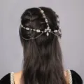 Zilveren kristallen strass haar ketting vintage voorhoofd hoofdband boho sieraden - Zilver Strass Voorhoofdketting / Wit