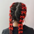 Sweet red ribbon hair bow clips set, cute mini bows for stylish braided hair decoration. - Red
