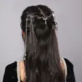 Silver crystal hair chain variant, vintage bohemian headpiece with waterdrop pendants for women. - Silver Tassel Forehead Chain