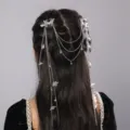 Retro silver butterfly tassel hair chain, elegant Chinese style braided hair decoration accessory. - Silver Butterfly Bell Hair Accessory