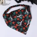 Halloween doodskop hand bloemen print elastische haarband dames feestje bandana accessoire - Zwart Wit