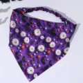 Halloween purple pumpkin pattern elastic hair bandana hair accessory detail close-up view - Purple