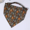 Halloween driehoek haarband elastische haardoek pompoen print haaraccessoire vrouwen - Oranje en Beige