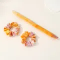 Heatless curling rod and tie dye velvet scrunchies hair styling set for overnight waves. - Plum Red