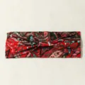 Retro bohemian printed fabric headband detail, stylish ethnic knotted hair accessory for women. - Brown Red