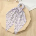 Detailopname bloemvormige lint haarelastiek, paarse chiffon paardenstaart houder. - Paars