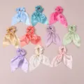 Chouchous en satin avec longs rubans, attaches cheveux unies pour femmes et filles au quotidien. - Ensemble de 10 Pièces Coloré
