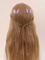 Paarse mesh vlinder haarclip met lange metalen kettingen, vintage stijl haaraccessoire. - Roze Paars