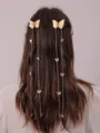 Retro mesh vlinder lange ketting haarhaak clip, elegante kwast haarspeld voor vrouwen. - Geel Roze