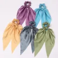 Satijnen haarelastiekjes met lange linten, elegante haaraccessoires voor dames in diverse kleuren. - Gemengde Kleur 5 Stuks Set
