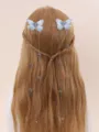 Retro butterfly long chain hair clip for women, elegant mesh hair claw for daily and travel use. - Blue