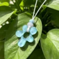 Blue resin flower clavicle chain, irregular beach resort style woven necklace for women. - Blue Flower