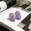 Summer fresh purple grape stud earrings, handmade sweet girlish style jewelry for women. - Purple