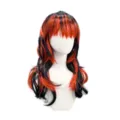 Black red layered wig for Halloween party cosplay, long hair styling for western music festivals. - Red