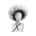 Gradient fluffy afro curly synthetic wig for cosplay white black carnival party hair piece - Black and White