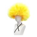 Yellow fluffy afro curly cosplay wig detail, vibrant carnival party costume hair accessory - Orange